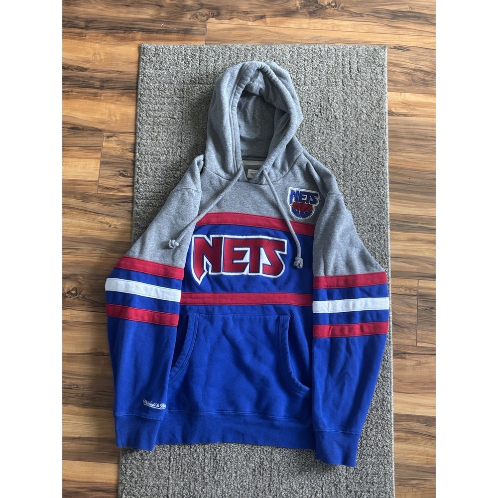 Mitchell & Ness New Jersey Nets Hardwood Classics Hoodie Mens XL Blue Gray